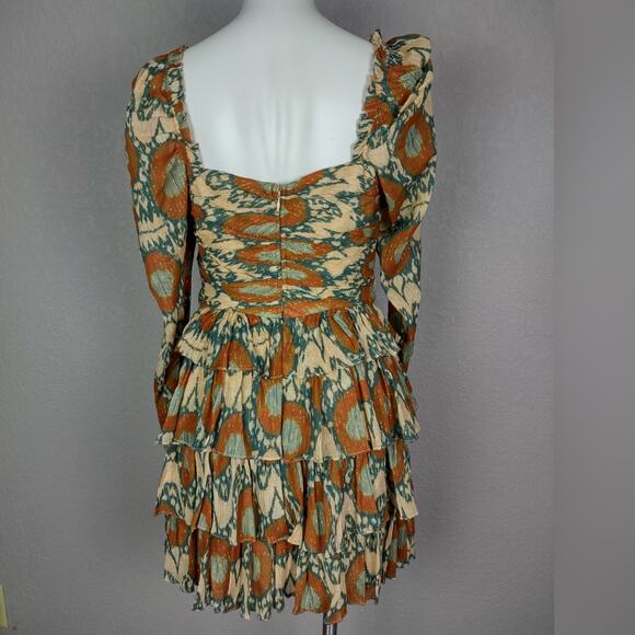 ULLA JOHNSON Naiya Dress Metallic Ruffle Mini Size 6 - Picture 4 of 16